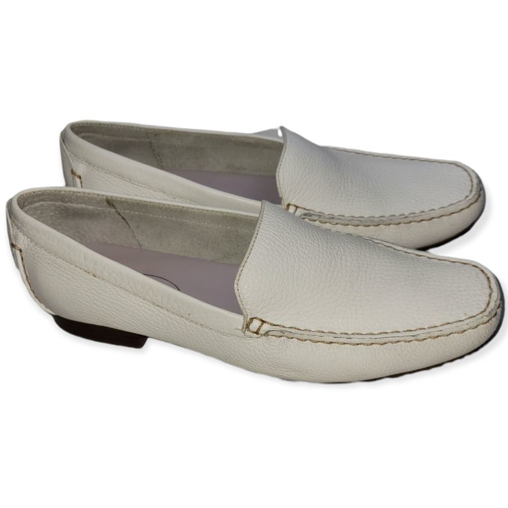 Talbots White Leather Loafers Size 7.5B